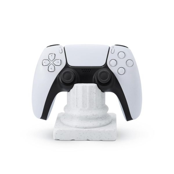 PS5 Controller Stand Compatible with PS5 Slim – Greek Pillar Design | 3D Printed | Marble White | Desk Display Holder for DualSense Controllers