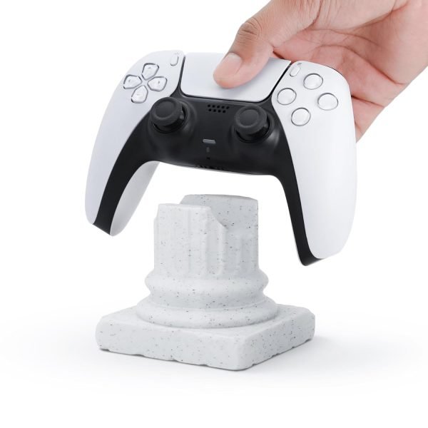 PS5 Controller Stand Compatible with PS5 Slim – Greek Pillar Design | 3D Printed | Marble White | Desk Display Holder for DualSense Controllers