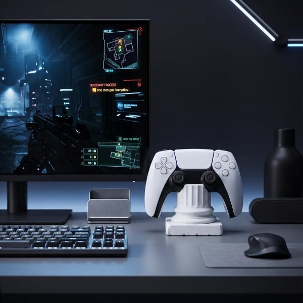 PS5 Controller Stand Compatible with PS5 Slim – Greek Pillar Design | 3D Printed | Marble White | Desk Display Holder for DualSense Controllers